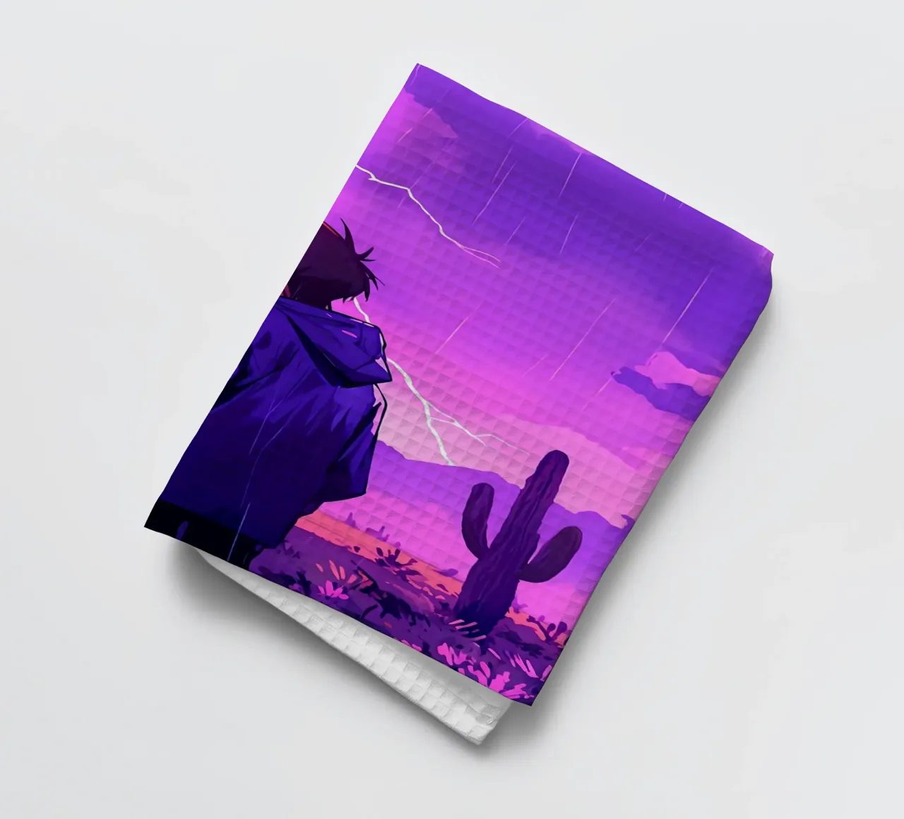 Un By debout devant l'orage dans le désert Lofi Art torchon de LoFi Gallery