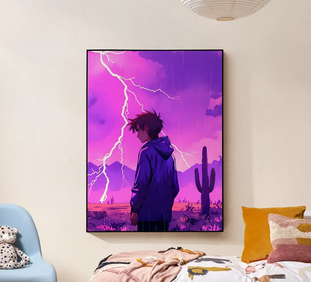 A By Standing At The Lightning Storm In Desert Lofi Art metacrilato de LoFi Gallery
