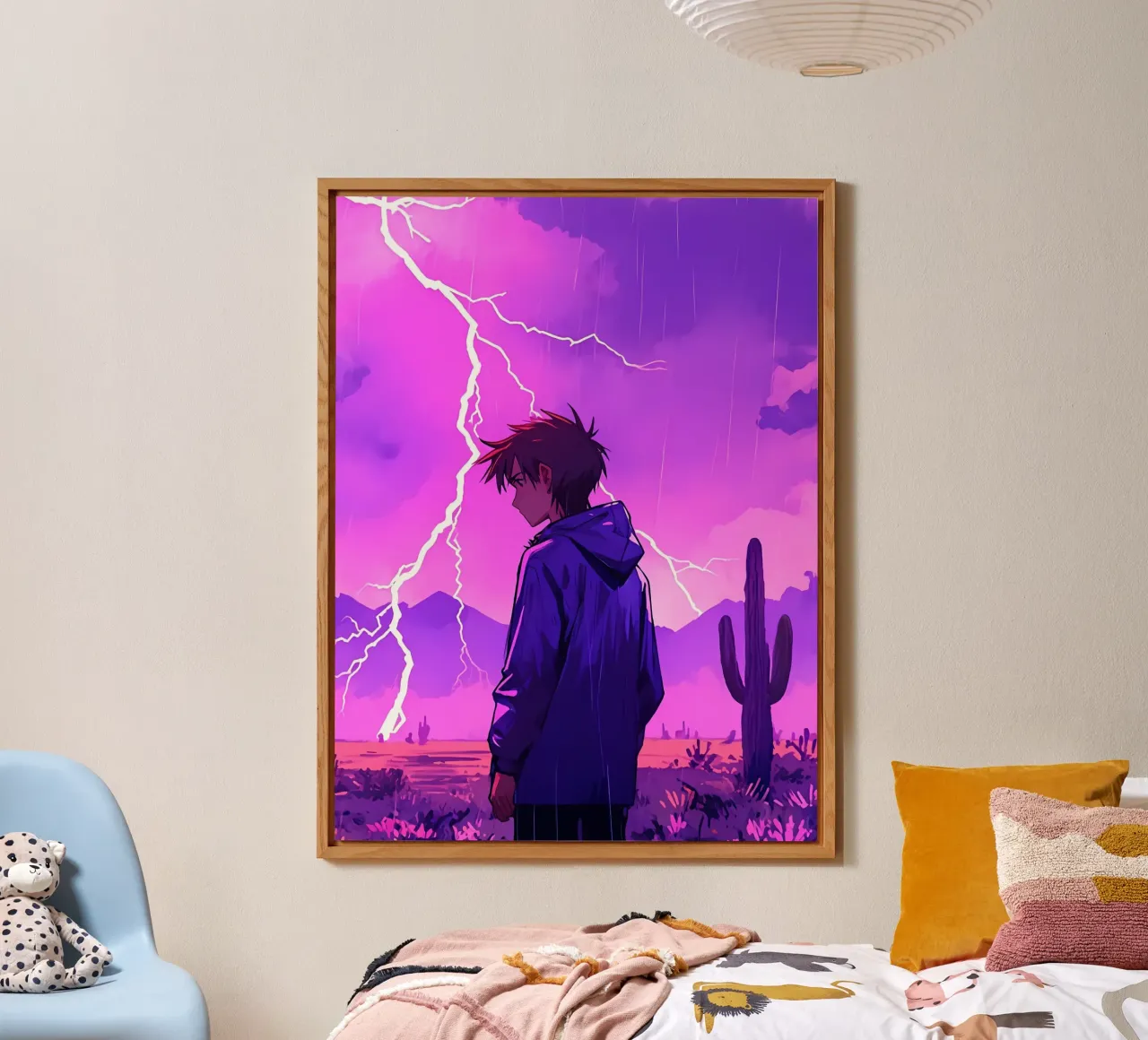 Un By debout devant l'orage dans le désert Lofi Art alu dibond de LoFi Gallery