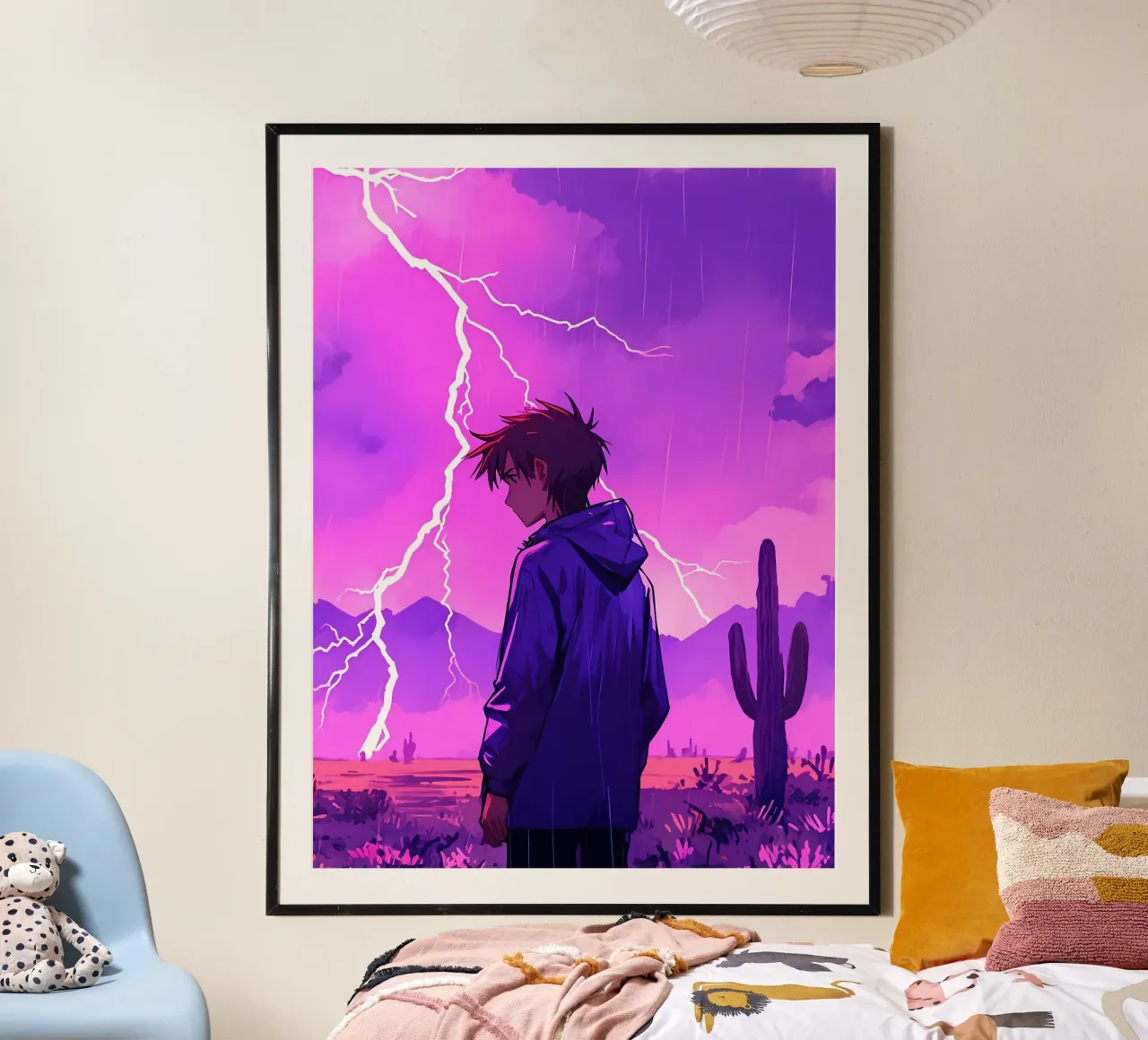 Un By debout devant l'orage dans le désert Lofi Art hahnemühle de LoFi Gallery