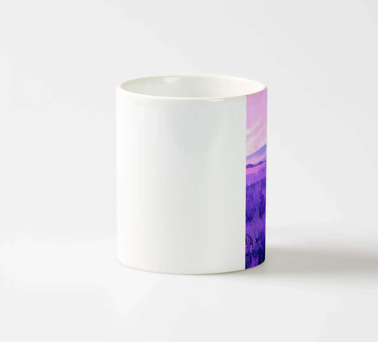 Un ragazzo in piedi e guardando il campo di lavanda Lofi Art tazza in ceramica da LoFi Gallery