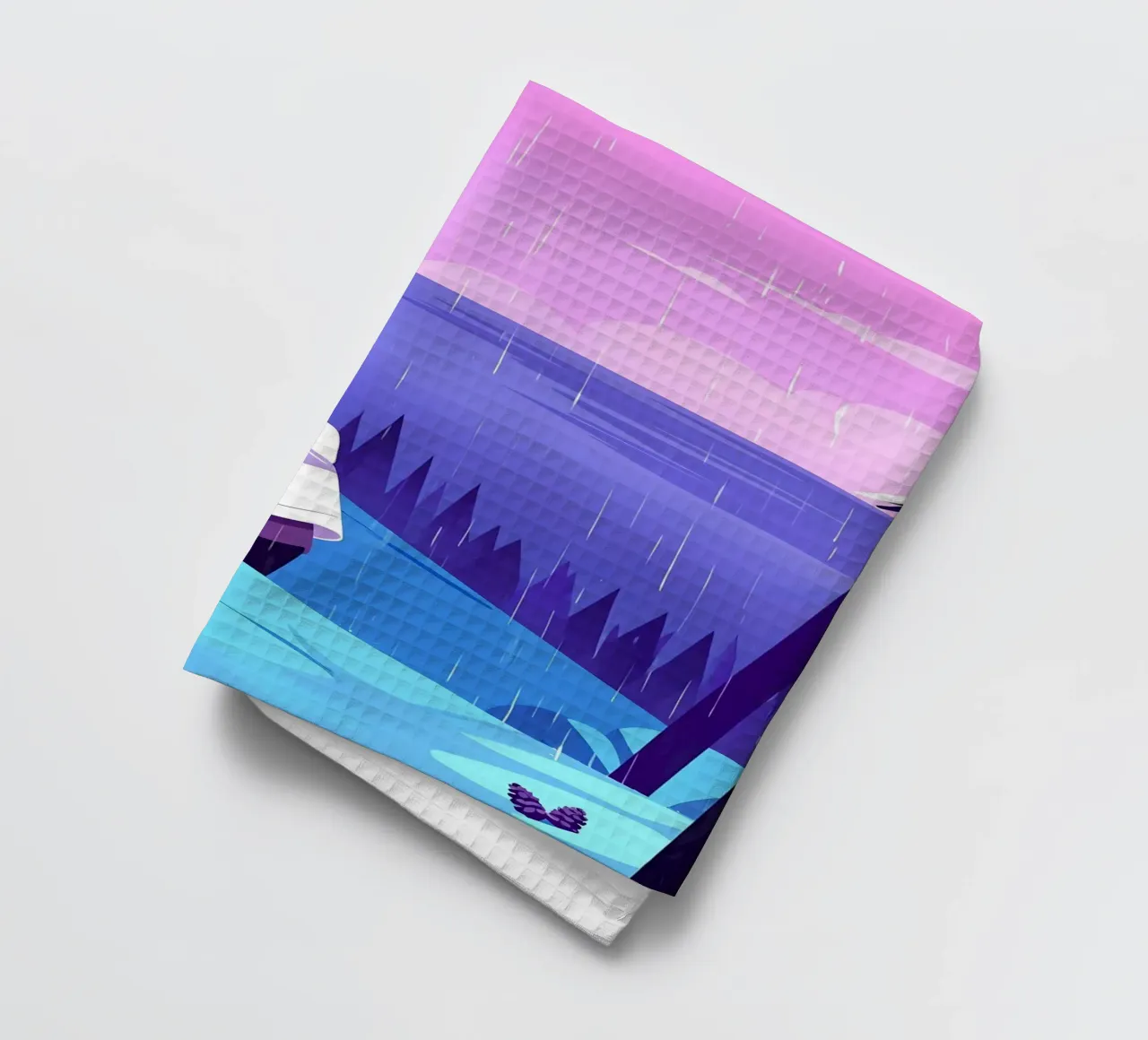 A Woman Walking Through The Rain Forest Near Ocean Lofi Art tea towel by LoFi Gallery