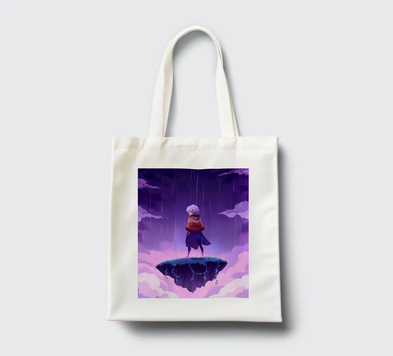 A Girl Standing On A Floating Island In Dreamland Lofi Art tote bag by LoFi Gallery