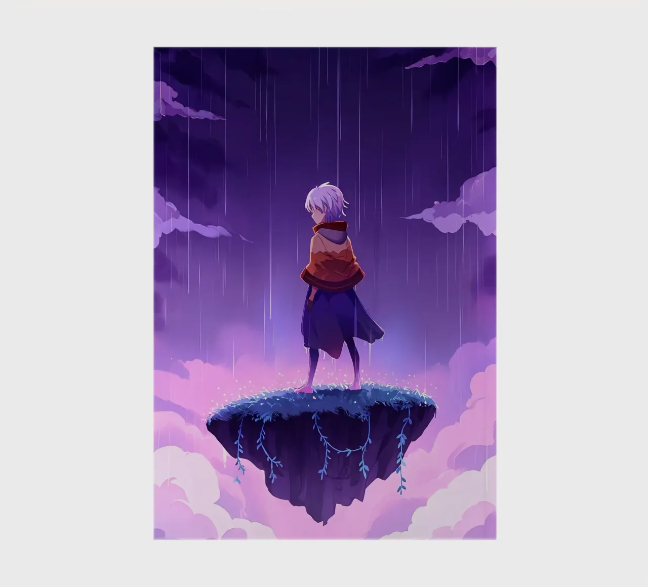 A Girl Standing On A Floating Island In Dreamland Lofi Art notebook by LoFi Gallery