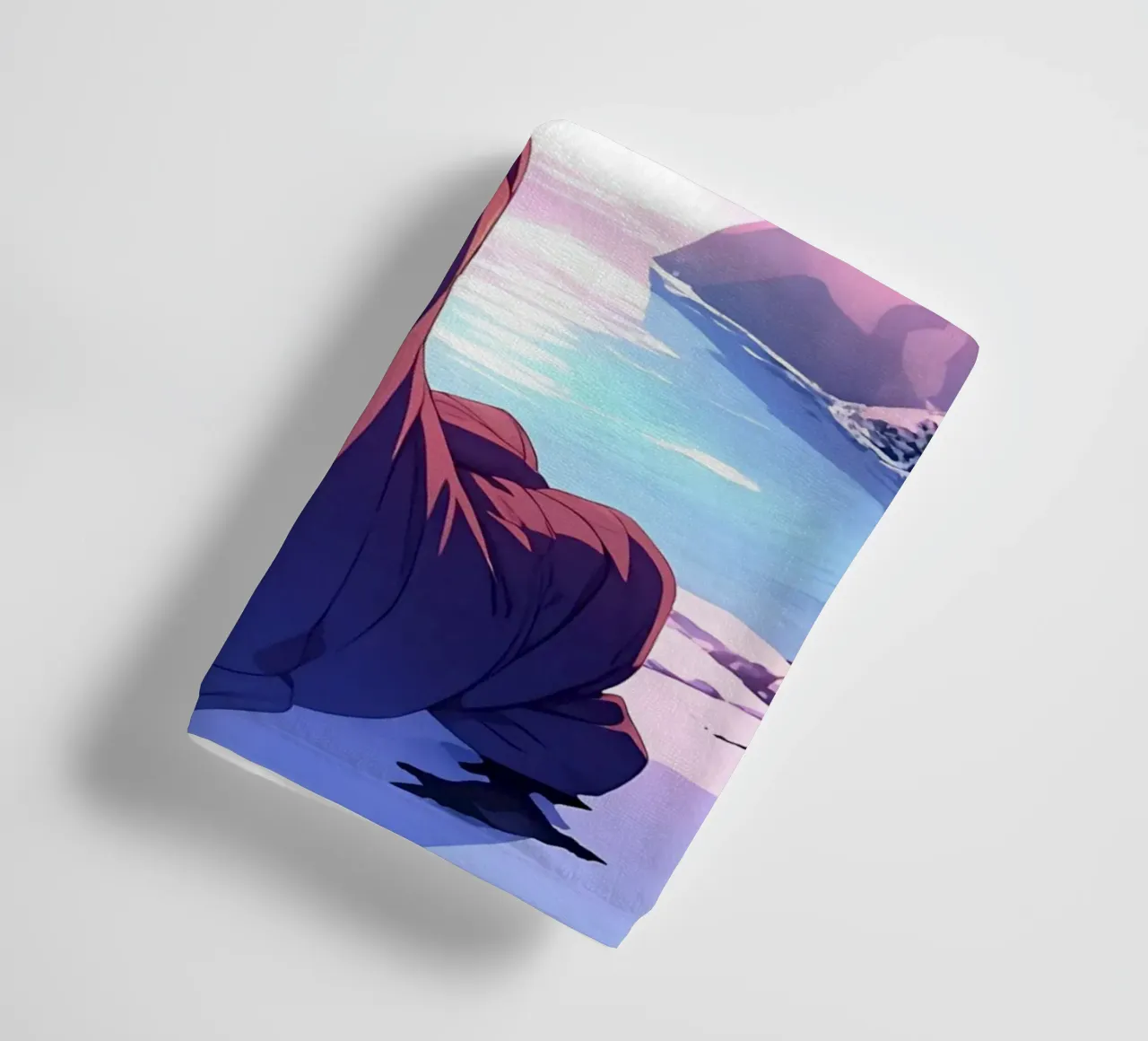 Ein Junge sitzt in der Nähe des Regenbogens Wasserfall Lofi Kunst Handtuch von LoFi Gallery