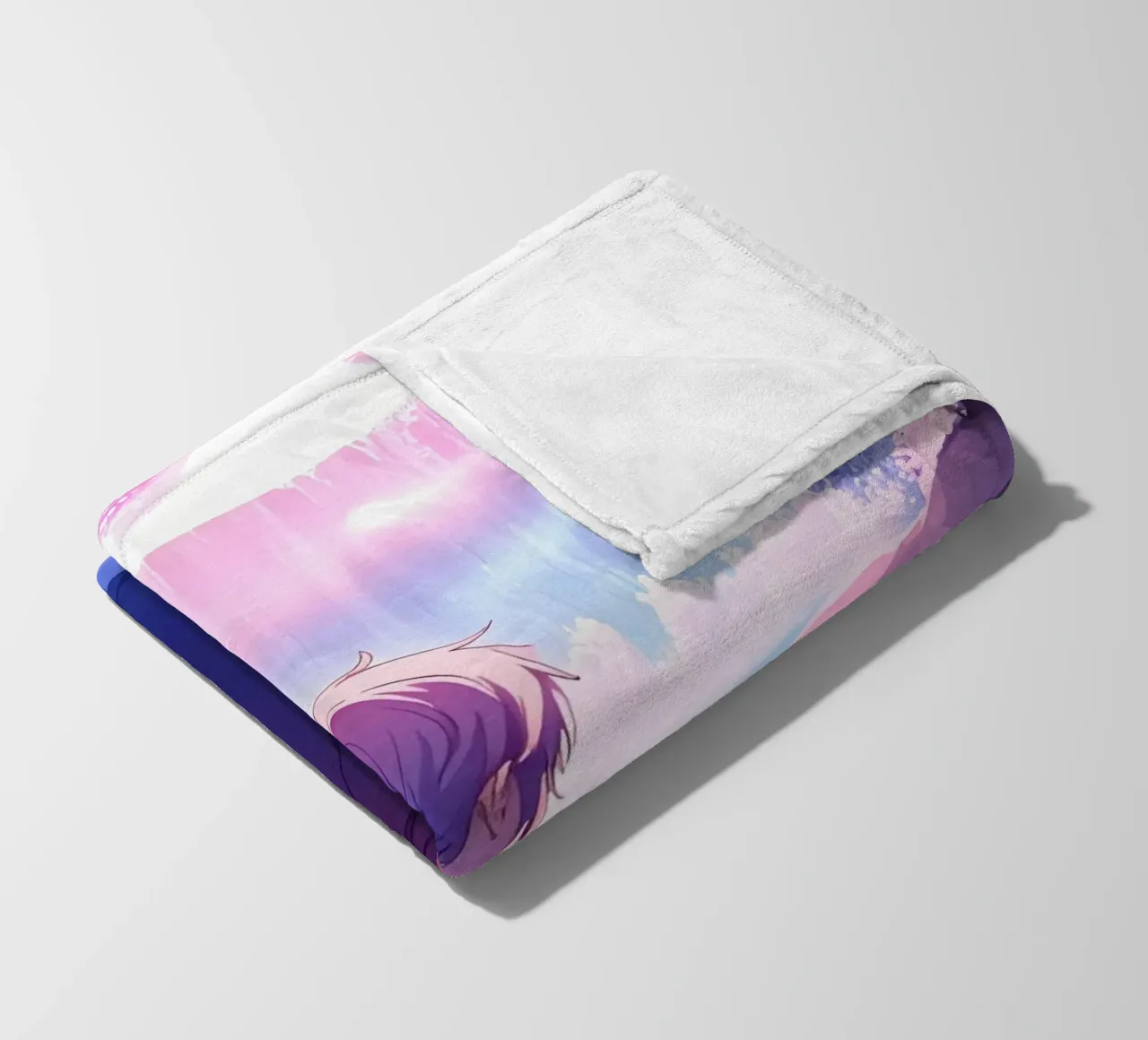 Ein Junge sitzt in der Nähe des Regenbogens Wasserfall Lofi Kunst Fleecedecke von LoFi Gallery