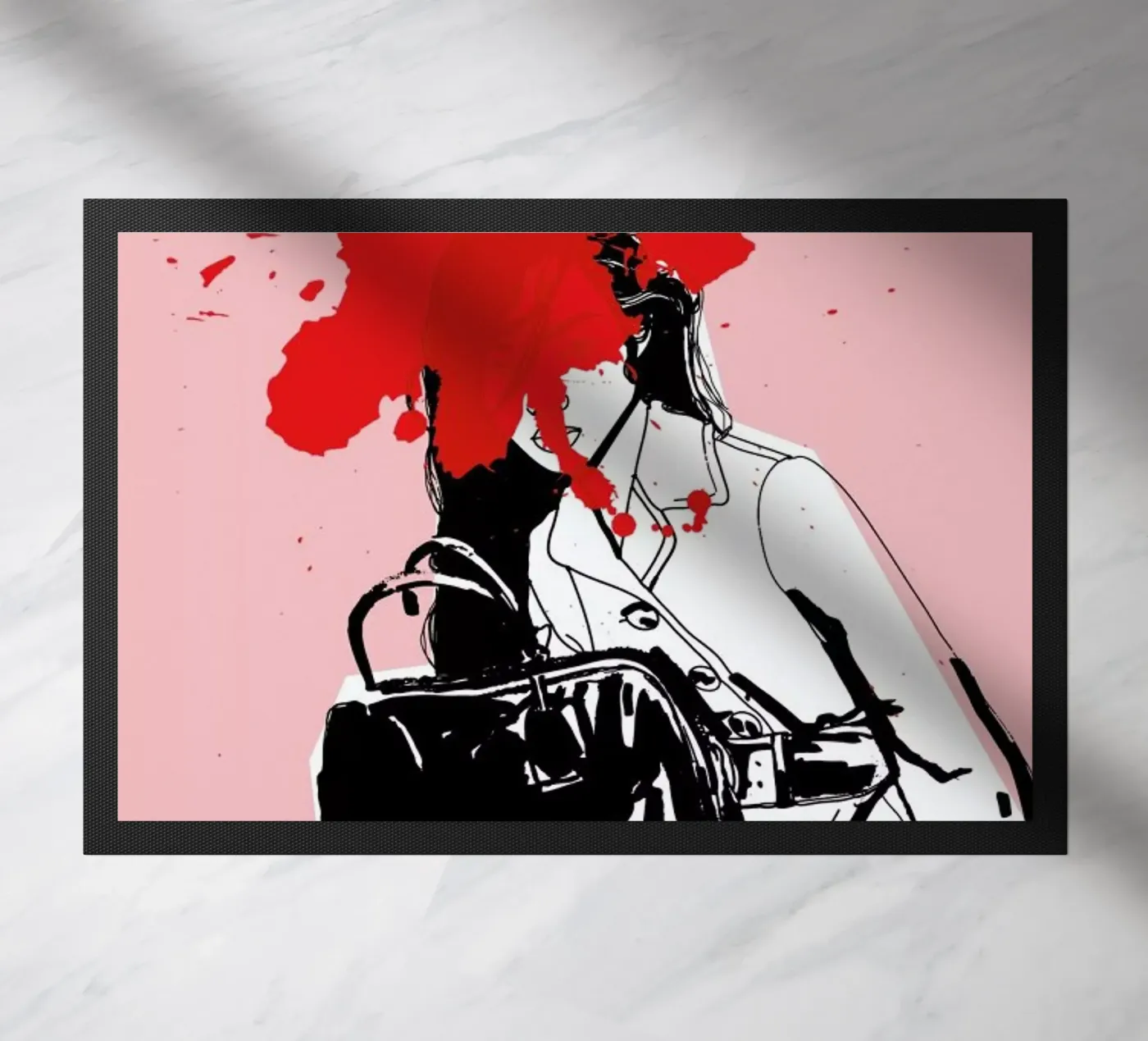 Red Splash doormat by Agnes KR Patience