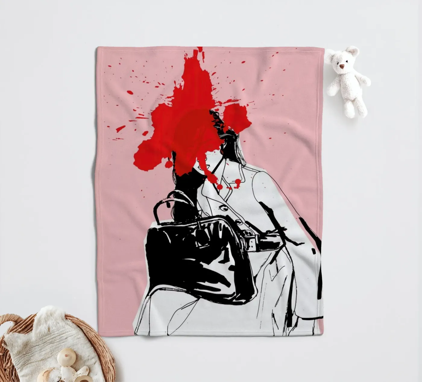 Red Splash Fleecedecke von Agnes KR Patience