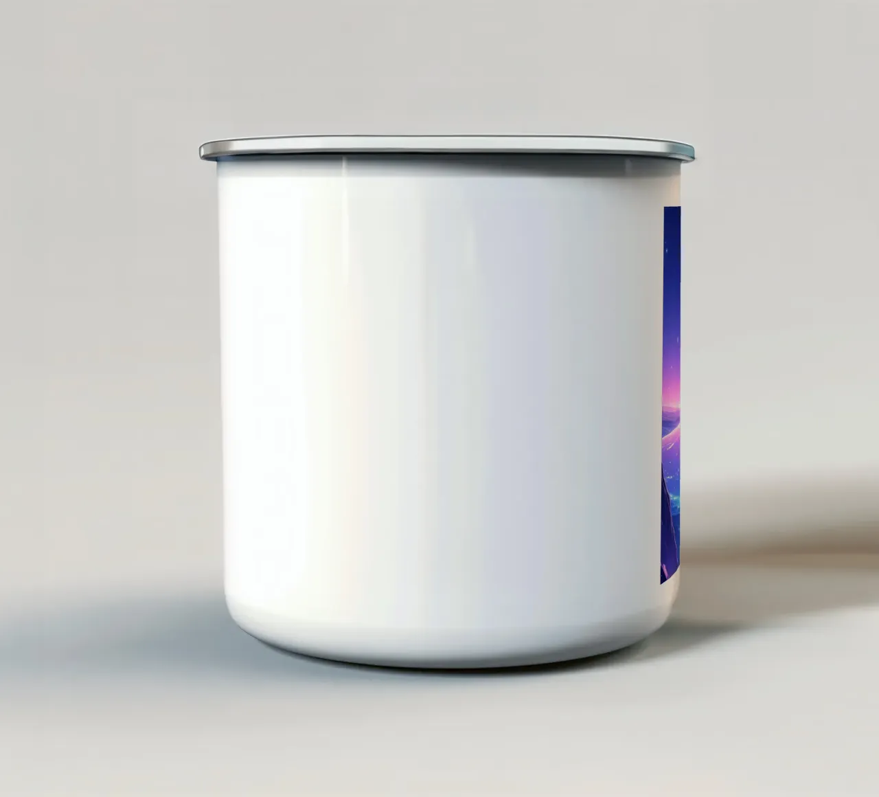 Una persona in piedi su una montagna di cristallo Lofi Art tazza in smalto da LoFi Gallery