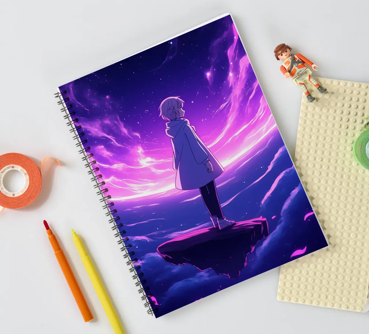 A Girl Standing On A Floating Island In Dreamland Lofi Art spiral notebook by LoFi Gallery