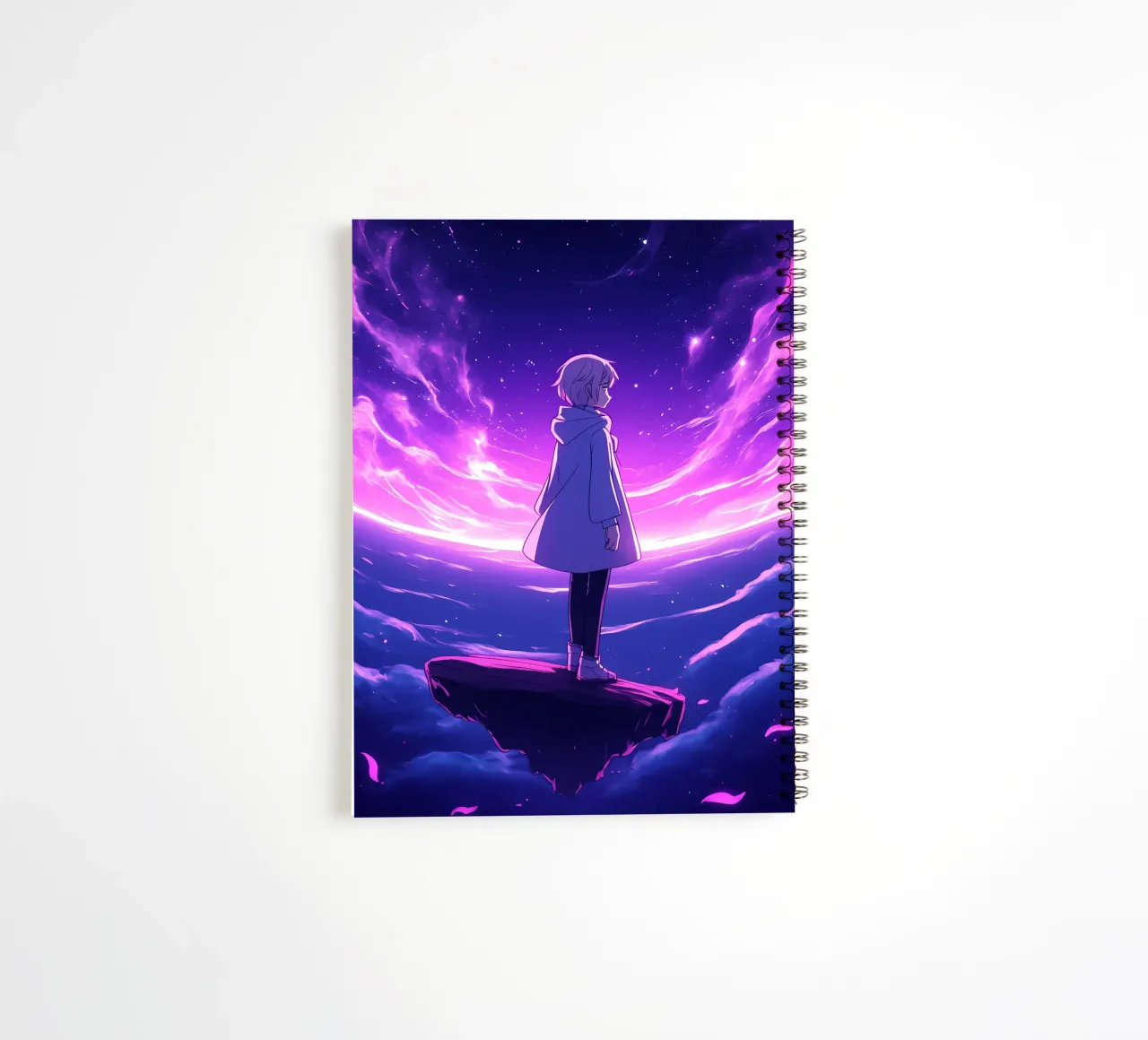 A Girl Standing On A Floating Island In Dreamland Lofi Art spiral notebook by LoFi Gallery