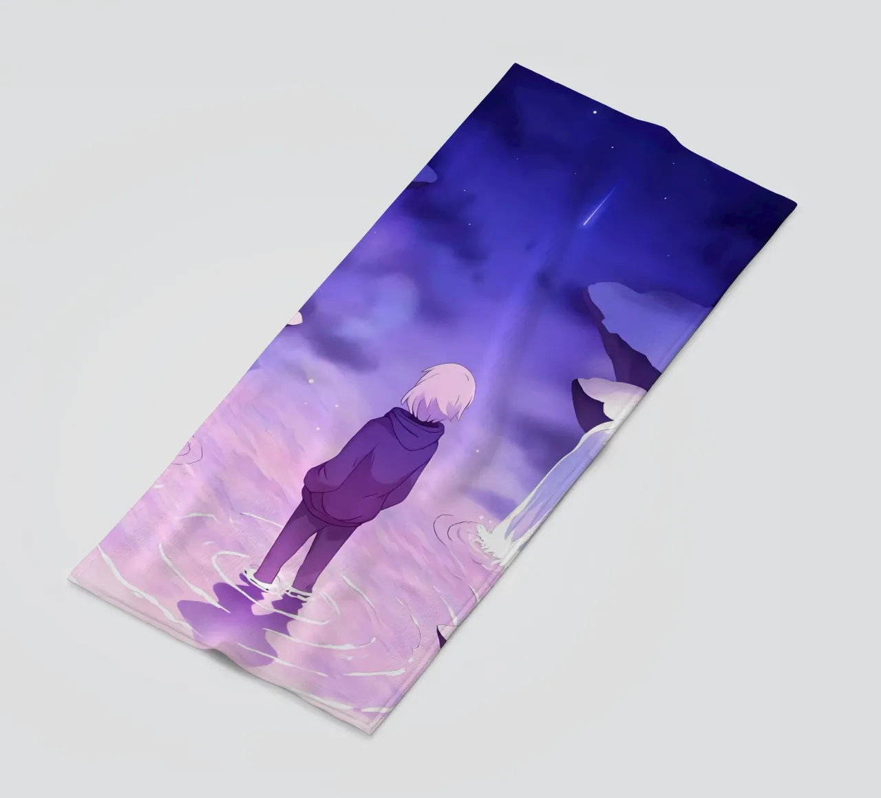 Un ragazzo in piedi in cascate da sogno Lofi Art telo mare da LoFi Gallery