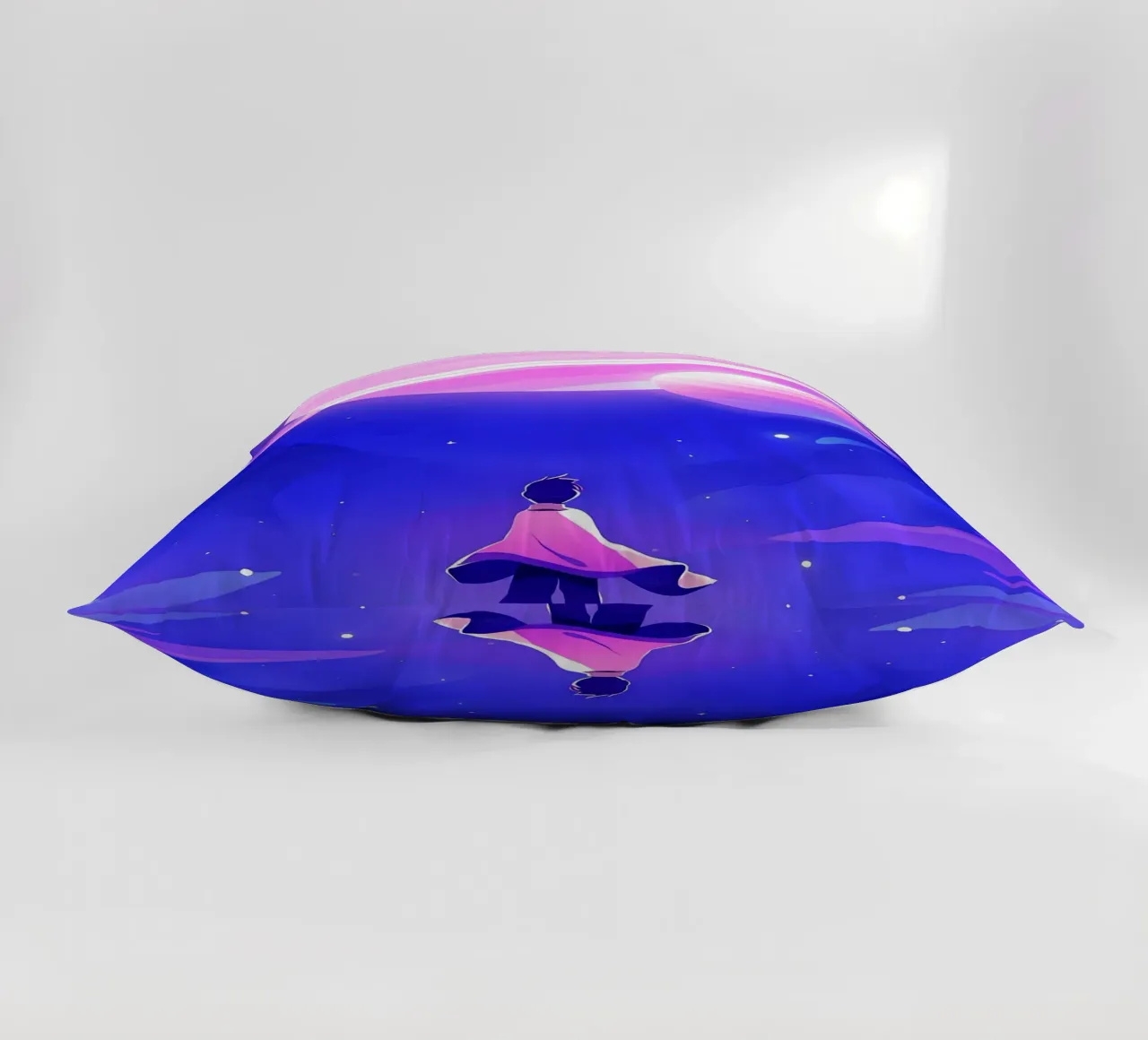 Un garçon regardant un groupe de planètes de la lune rêveuse Lofi Art coussin de LoFi Gallery