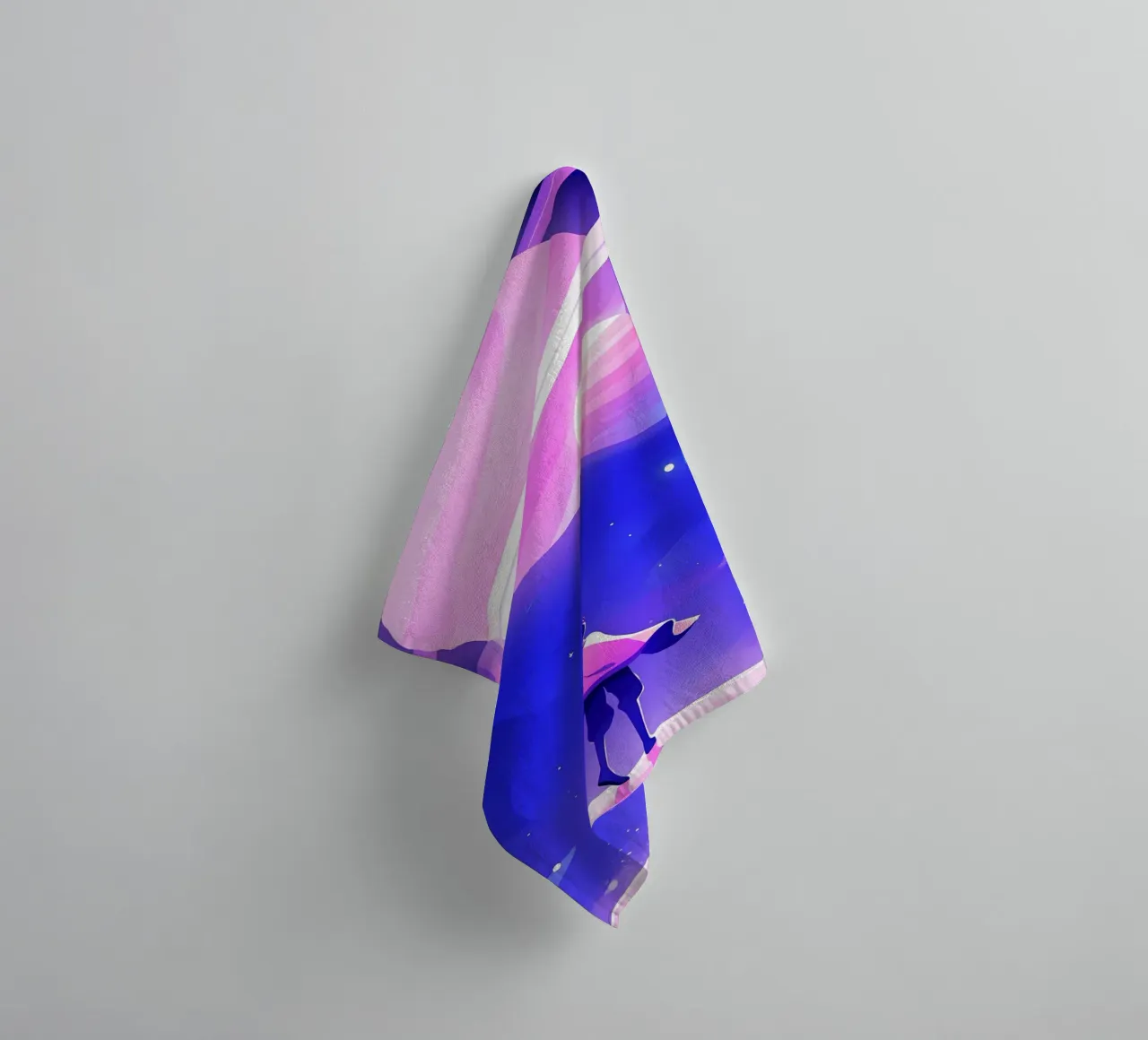 Un garçon regardant un groupe de planètes de la lune rêveuse Lofi Art serviette de bain de LoFi Gallery