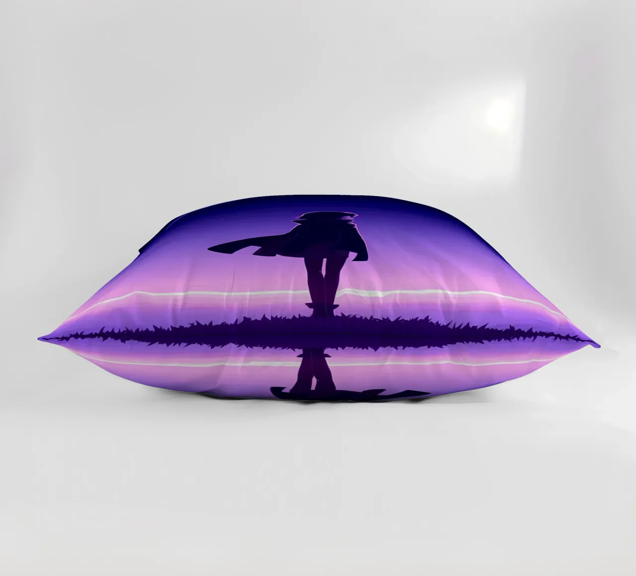 A Girl Standing And Looking At Falling Star Night Lofi Art decorative cushion by LoFi Gallery