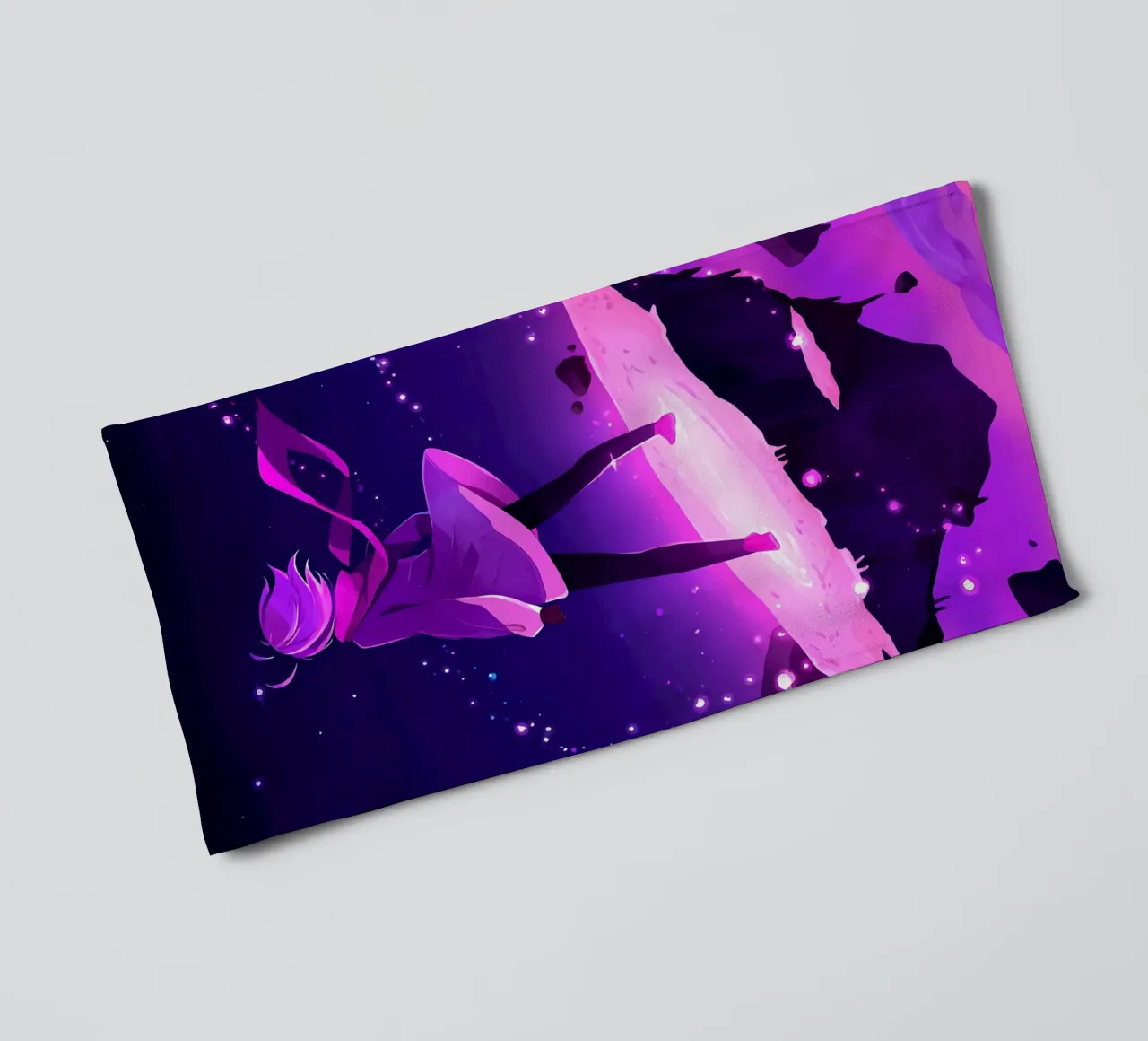 A Girl Standing Standing On A Floating Asteroid Lofi Art towel by LoFi Gallery