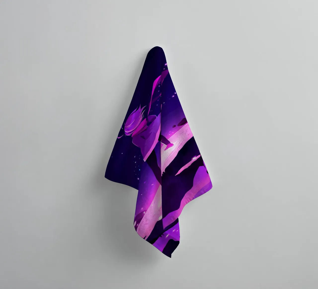 A Girl Standing Standing On A Floating Asteroid Lofi Art towel by LoFi Gallery