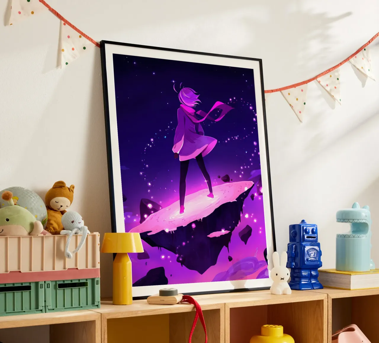 A Girl Standing Standing On A Floating Asteroid Lofi Art hahnemühle by LoFi Gallery
