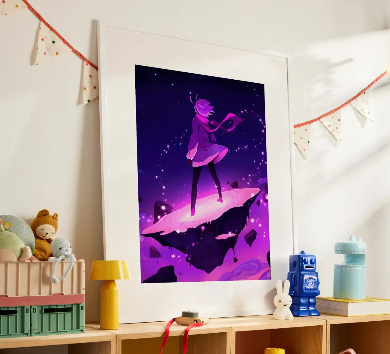 A Girl Standing Standing On A Floating Asteroid Lofi Art hahnemühle by LoFi Gallery