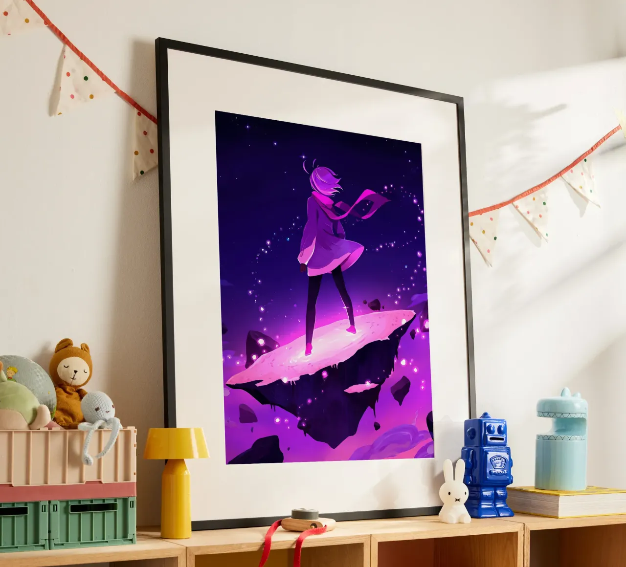 A Girl Standing Standing On A Floating Asteroid Lofi Art hahnemühle by LoFi Gallery