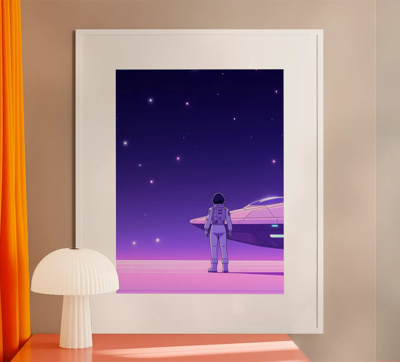 An Astronaut Standing Near Spaceship Lofi Art hahnemühle by LoFi Gallery
