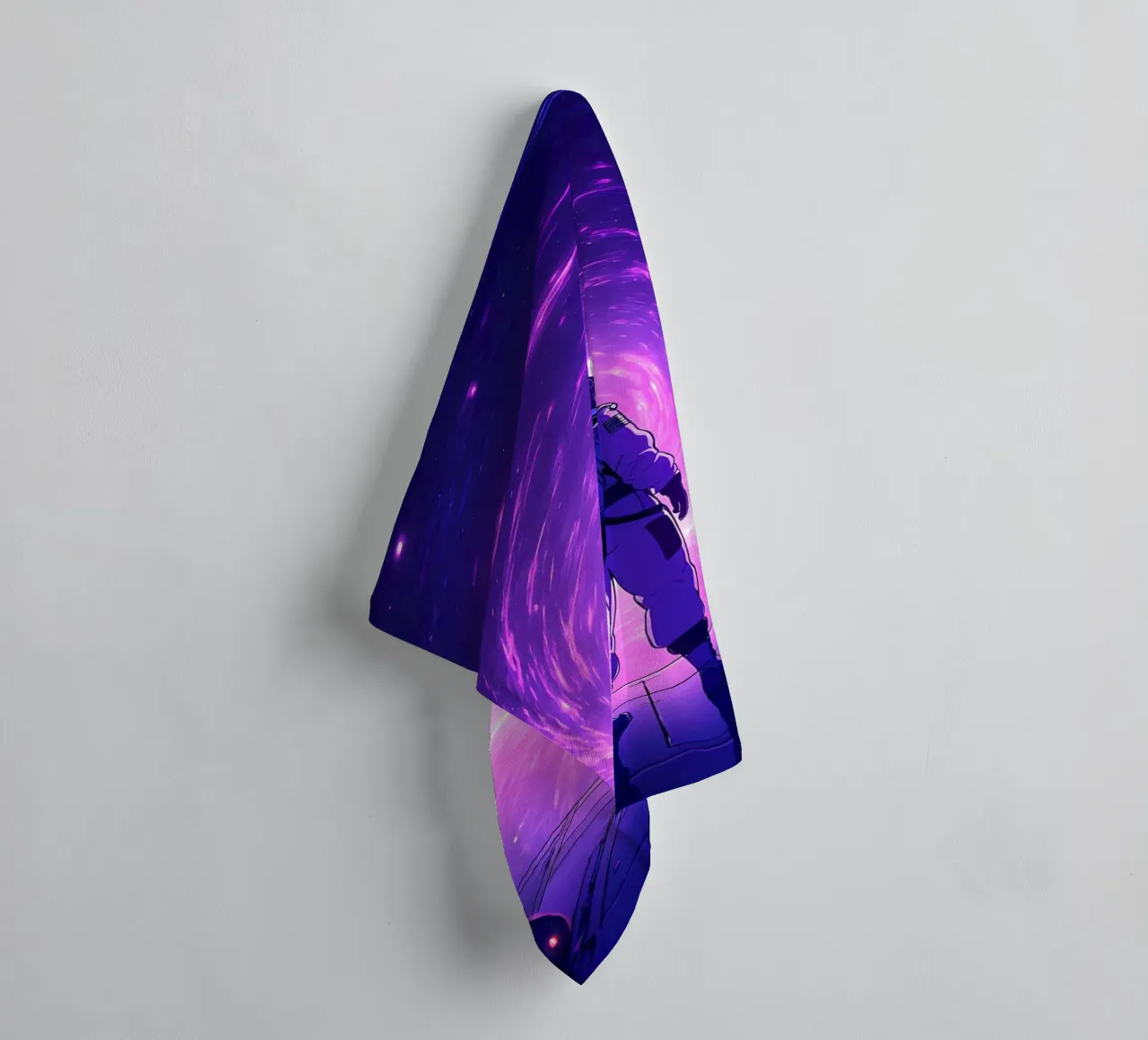 An Astronaut Standing Near Space Portal Lofi Art towel by LoFi Gallery