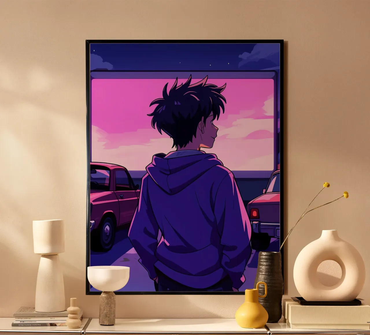 Un niño mirando una película Lofi Art poster de LoFi Gallery