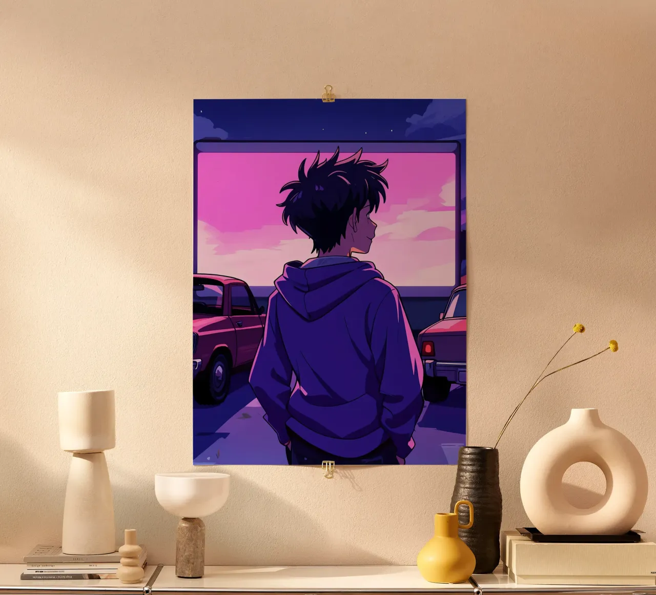 Un niño mirando una película Lofi Art poster de LoFi Gallery