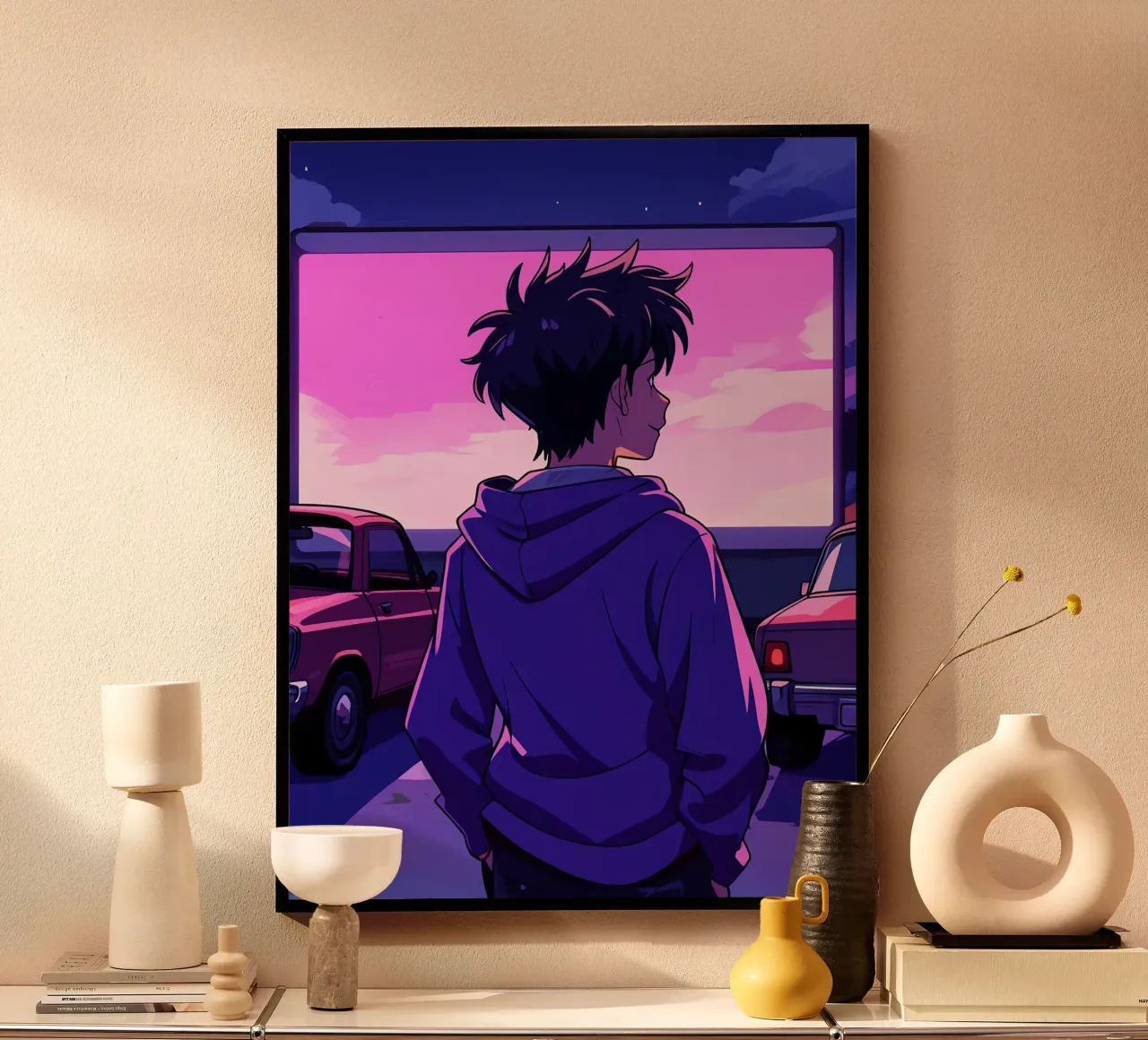 Un niño mirando una película Lofi Art poster de LoFi Gallery