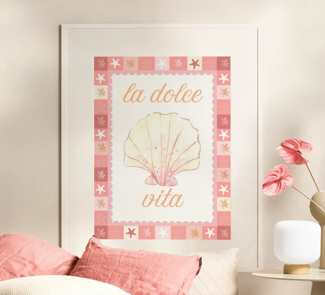 La Dolce Vita Shell Print, Sea Shell Italy Poster poster con telaio in legno da Bella Studio