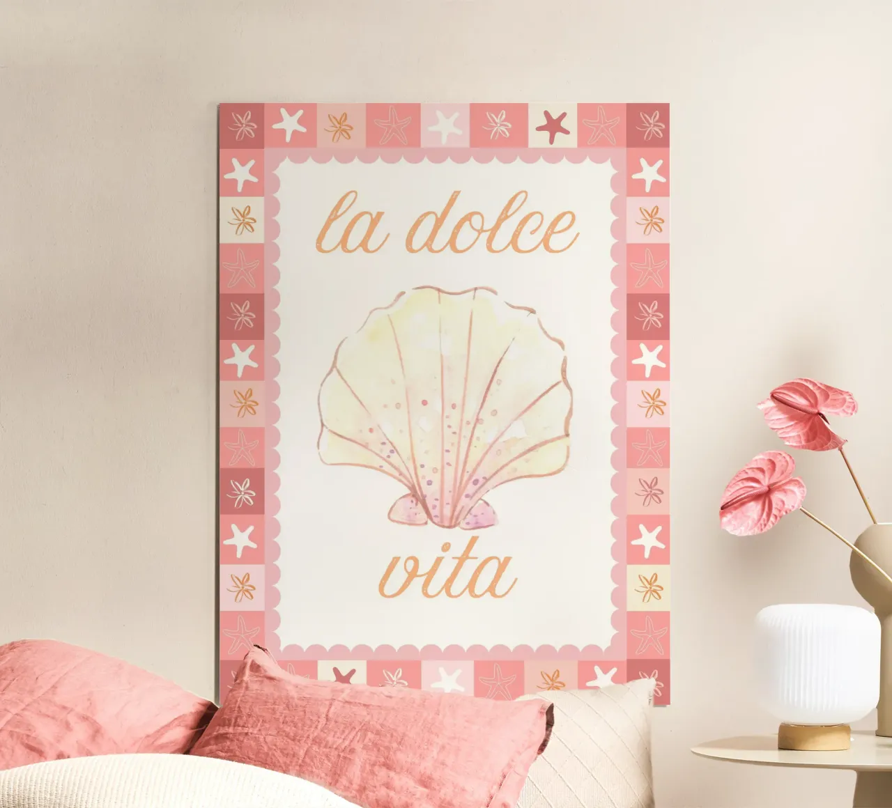 La Dolce Vita Shell Print, Sea Shell Italy Poster poster con telaio in legno da Bella Studio