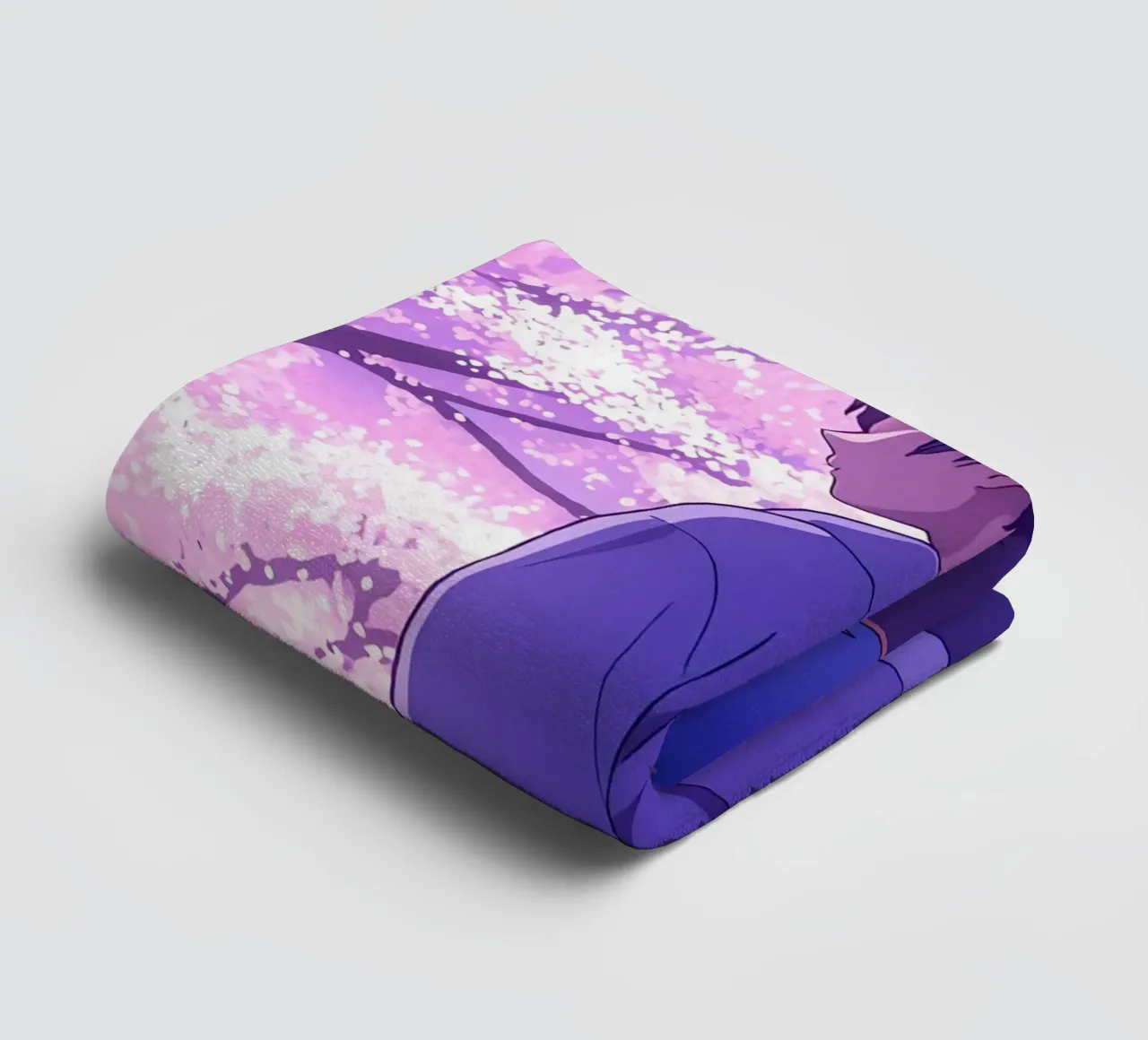 A Boy Looking At Cherry Blossom Trees In Evening Lofi Art towel by LoFi Gallery