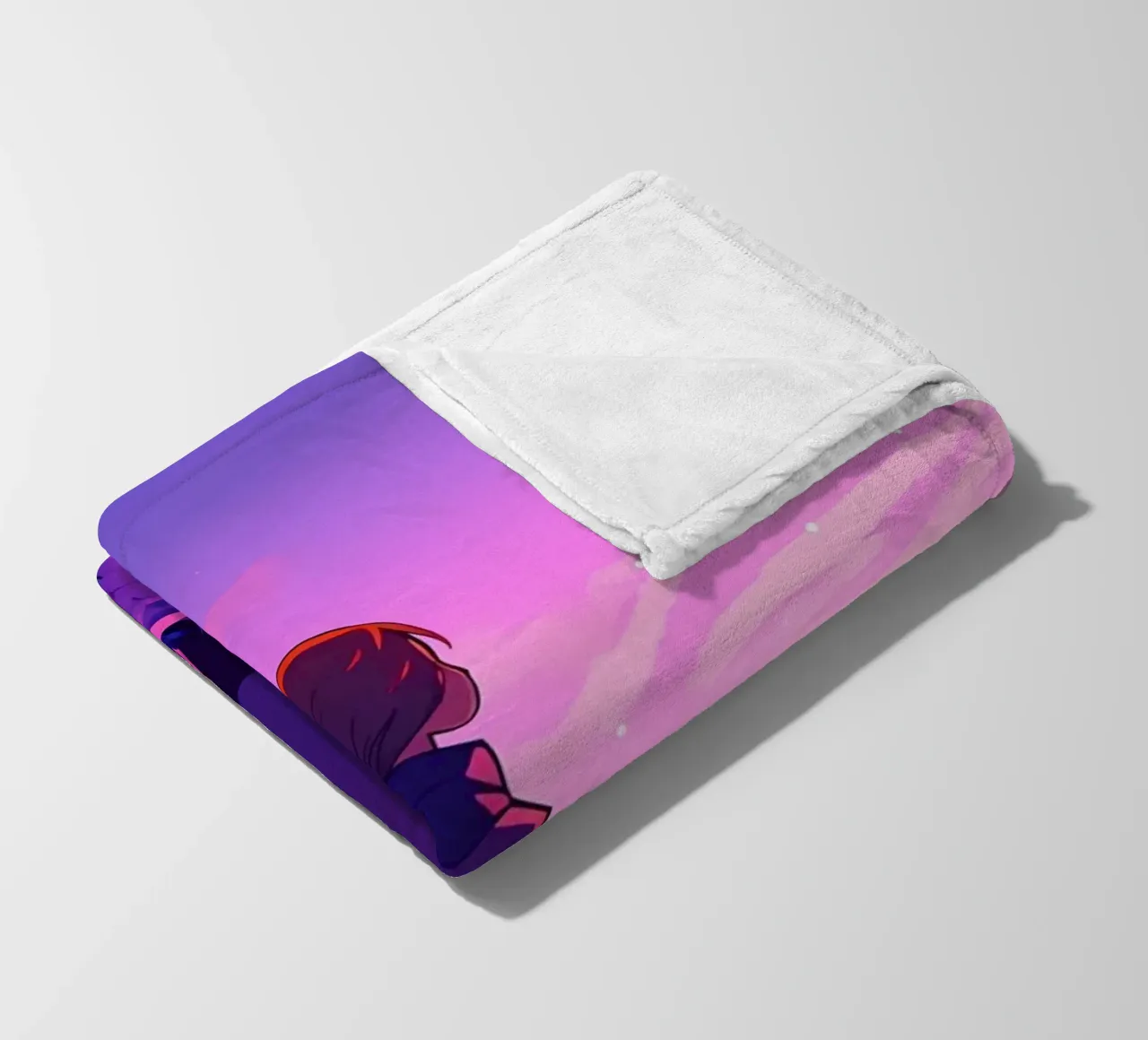 Una Chica Mirando La Puesta De Sol En Un Pastizal De Viento En La Noche Lofi Art manta de franela de LoFi Gallery