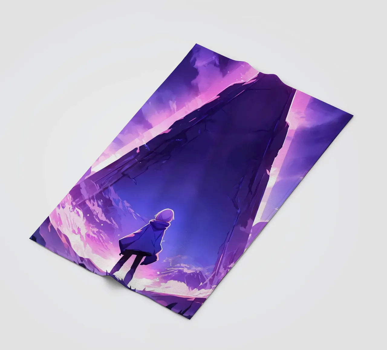 Una ragazza in piedi di fronte a un antico monumento Lofi Art coperta in pile da LoFi Gallery