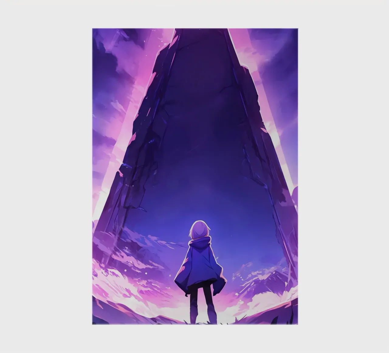 Une fille debout devant un monument ancien Lofi Art carnet de notes de LoFi Gallery