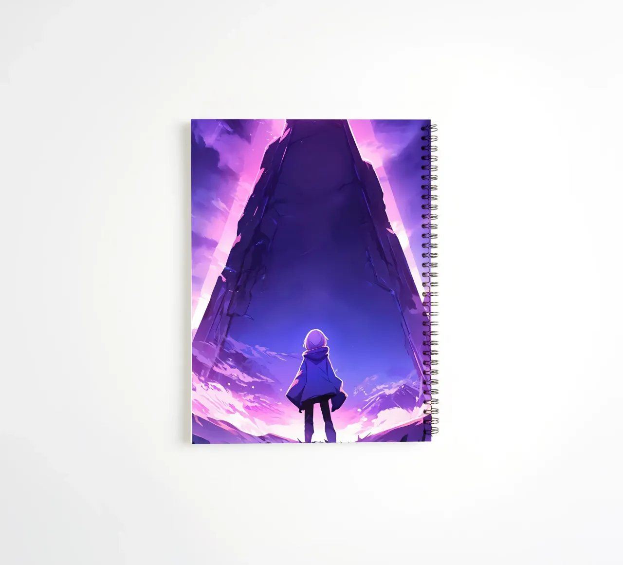A Girl Standing In Front Of A Ancient Monument Lofi Art spiral notebook by LoFi Gallery