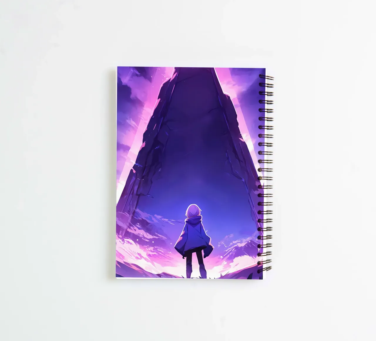 A Girl Standing In Front Of A Ancient Monument Lofi Art spiral notebook by LoFi Gallery