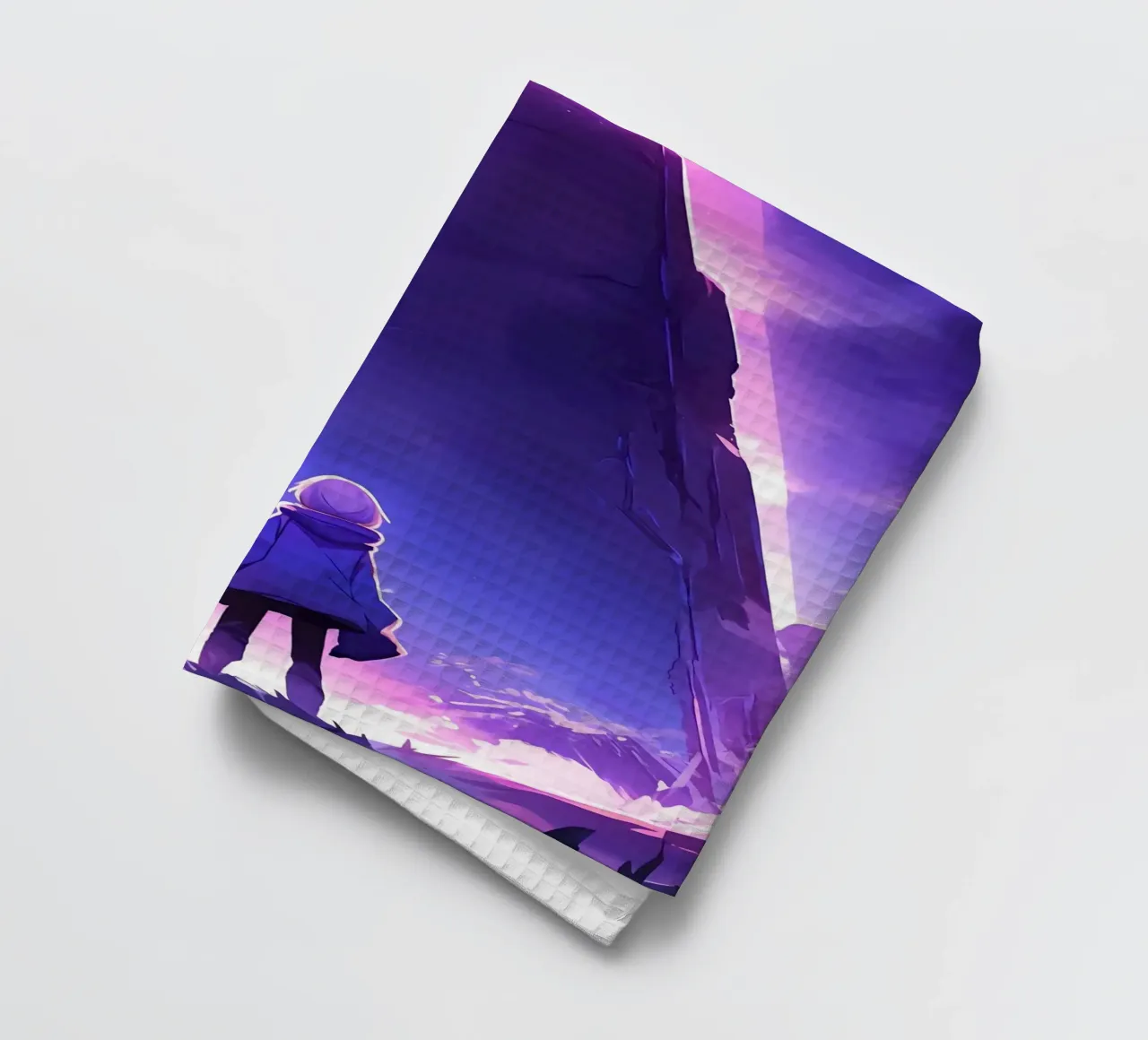 Une fille debout devant un monument ancien Lofi Art torchon de LoFi Gallery