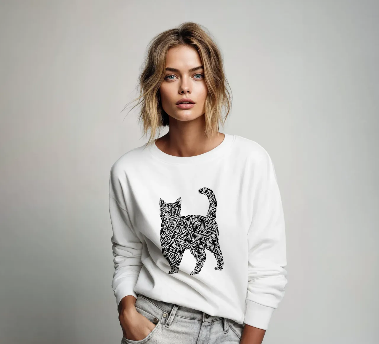 Gatti Zendoodle | Line Art in bianco e nero felpa da Autofocus