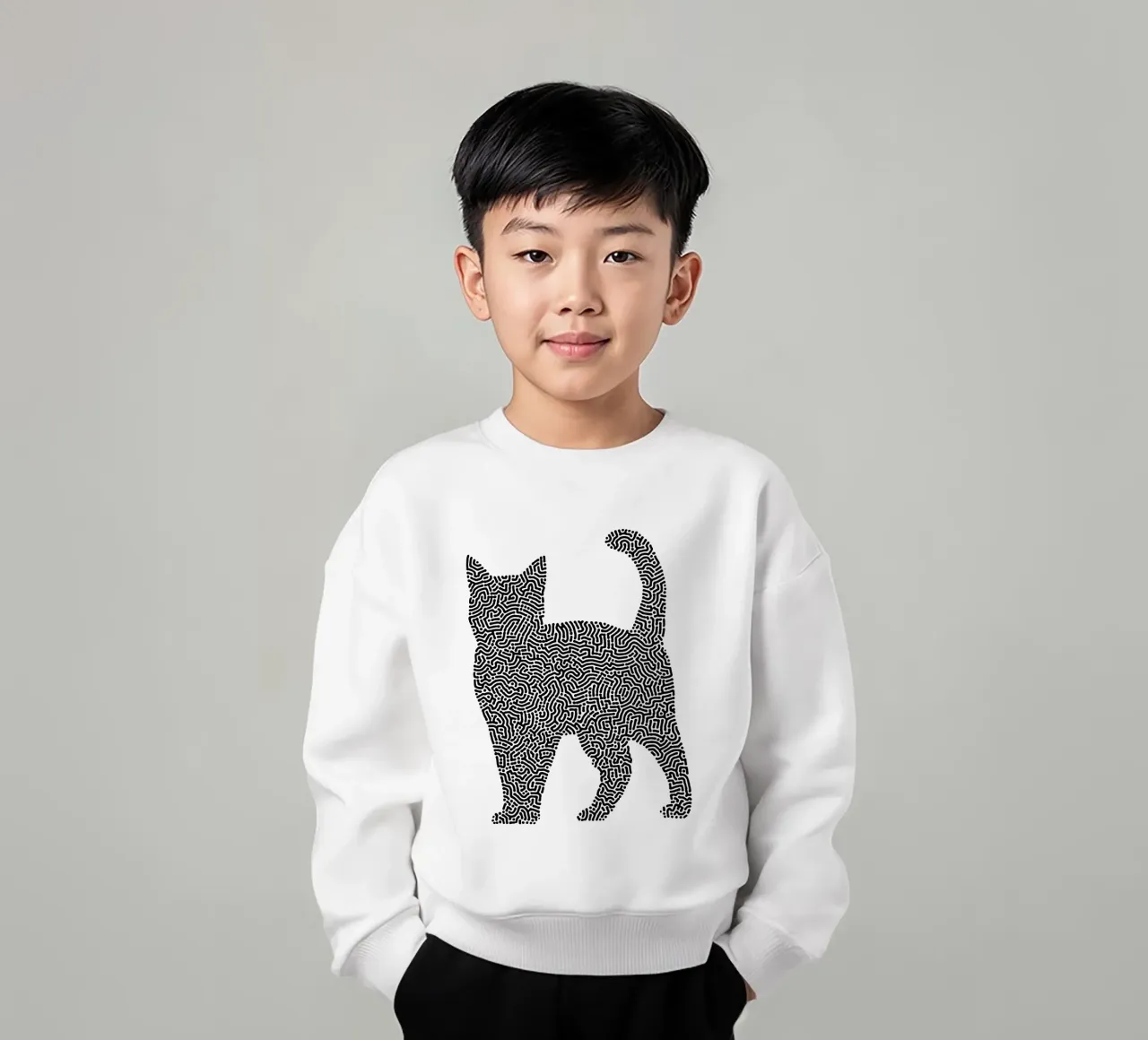 Gatti Zendoodle | Line Art in bianco e nero felpa bambino da Autofocus