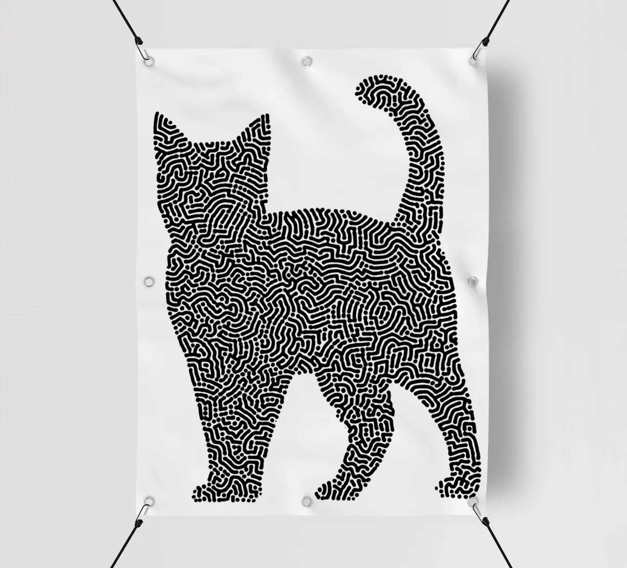 Gatti Zendoodle | Line Art in bianco e nero telo in pvc da Autofocus