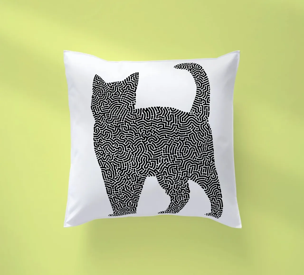 Gatti Zendoodle | Line Art in bianco e nero cuscino da Autofocus