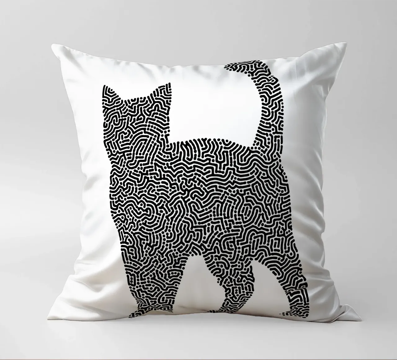 Gatti Zendoodle | Line Art in bianco e nero cuscino da Autofocus