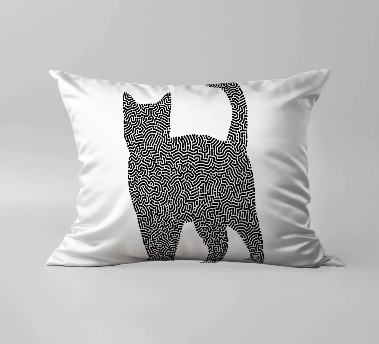 Gatti Zendoodle | Line Art in bianco e nero cuscino da Autofocus