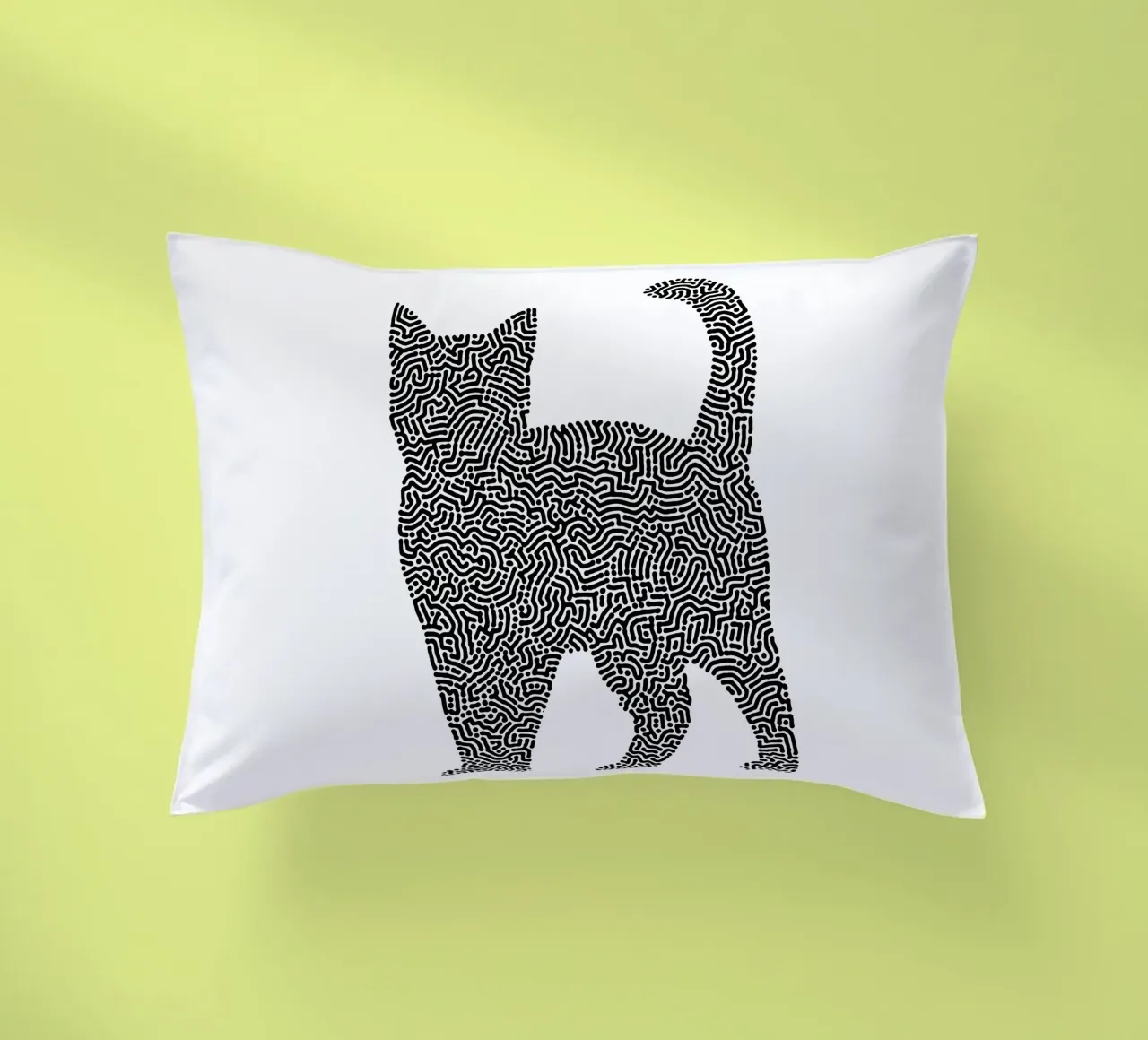 Gatti Zendoodle | Line Art in bianco e nero cuscino da Autofocus