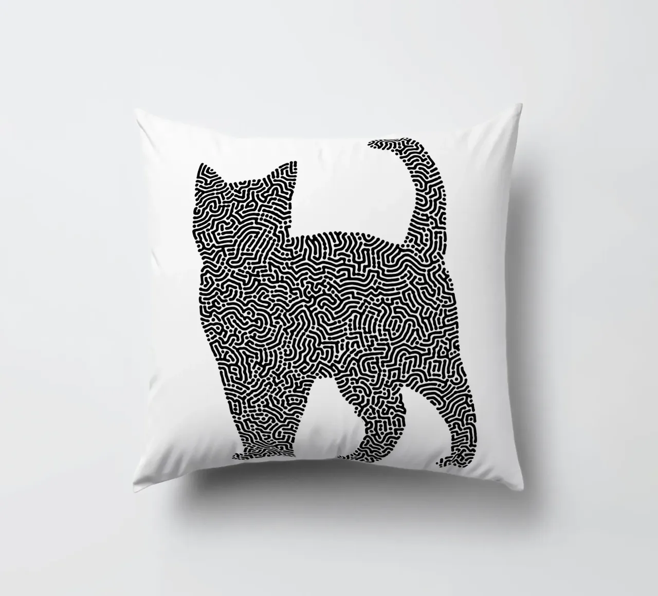 Gatti Zendoodle | Line Art in bianco e nero cuscino da Autofocus