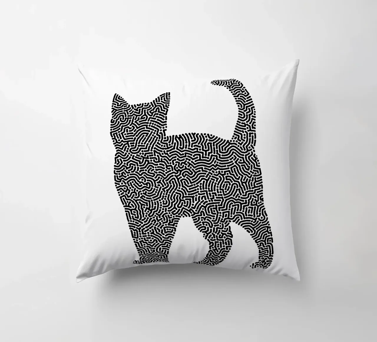 Gatti Zendoodle | Line Art in bianco e nero cuscino da Autofocus