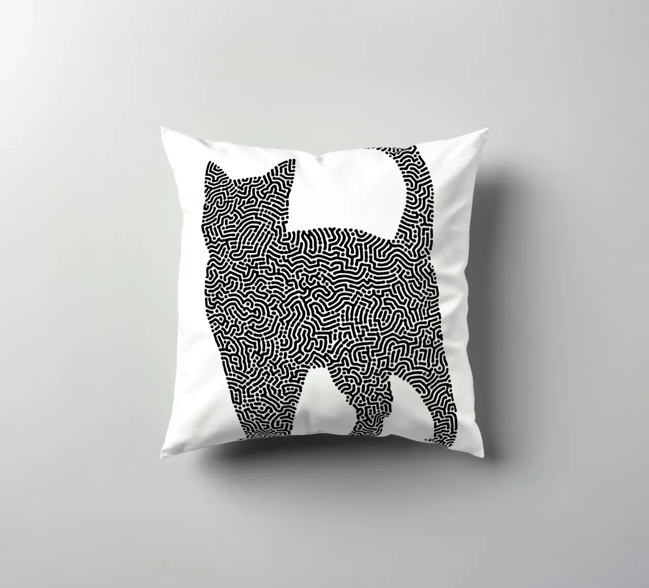 Gatti Zendoodle | Line Art in bianco e nero cuscino da Autofocus