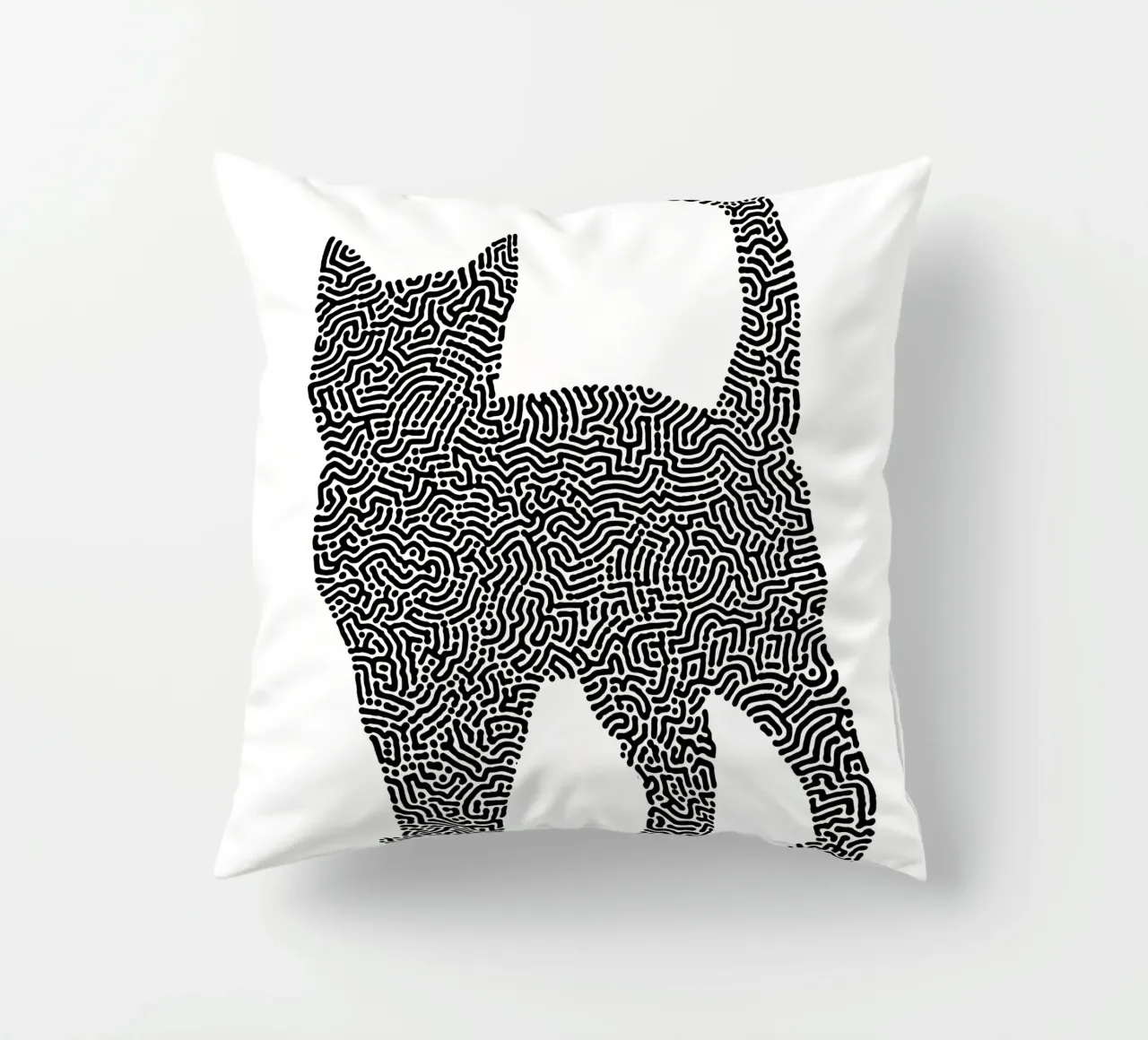 Gatti Zendoodle | Line Art in bianco e nero cuscino da Autofocus