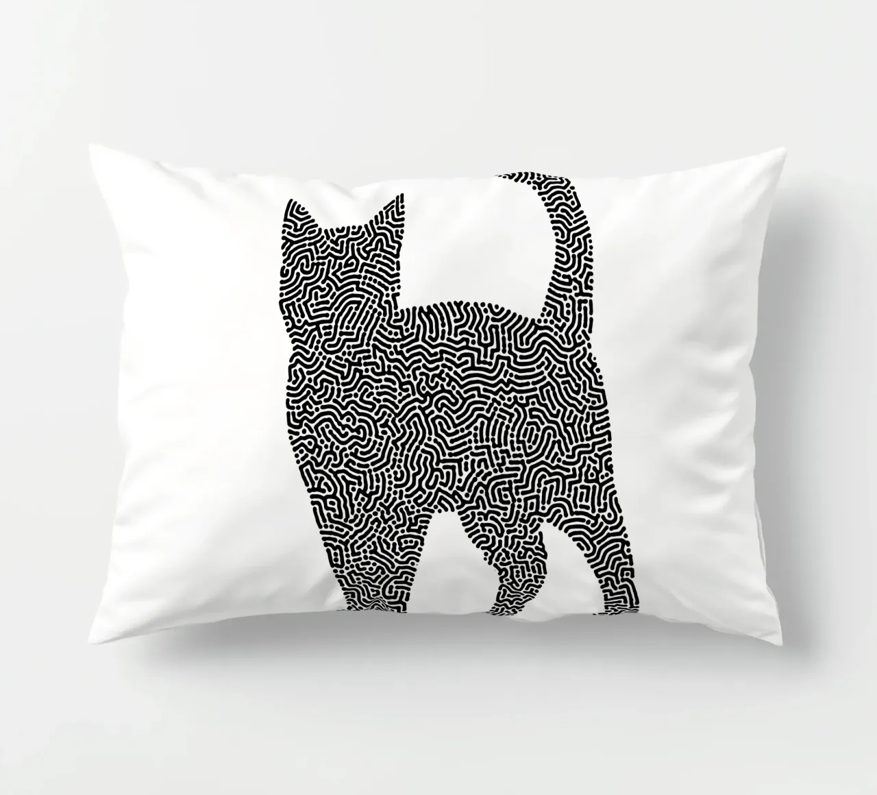 Gatti Zendoodle | Line Art in bianco e nero cuscino da Autofocus